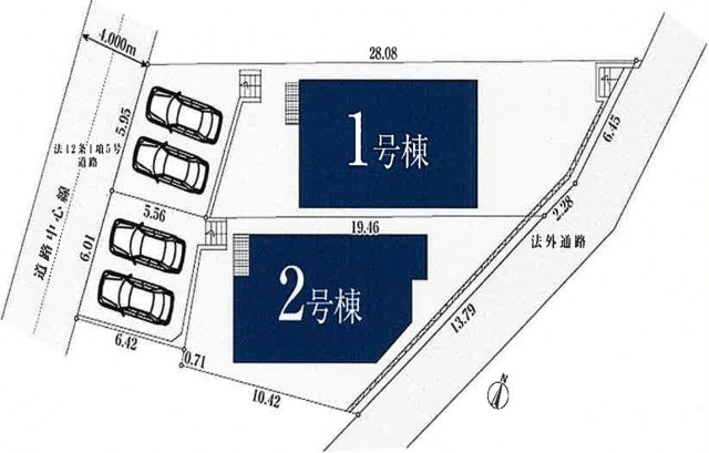 横浜市港北区篠原東214　2号棟の区画図