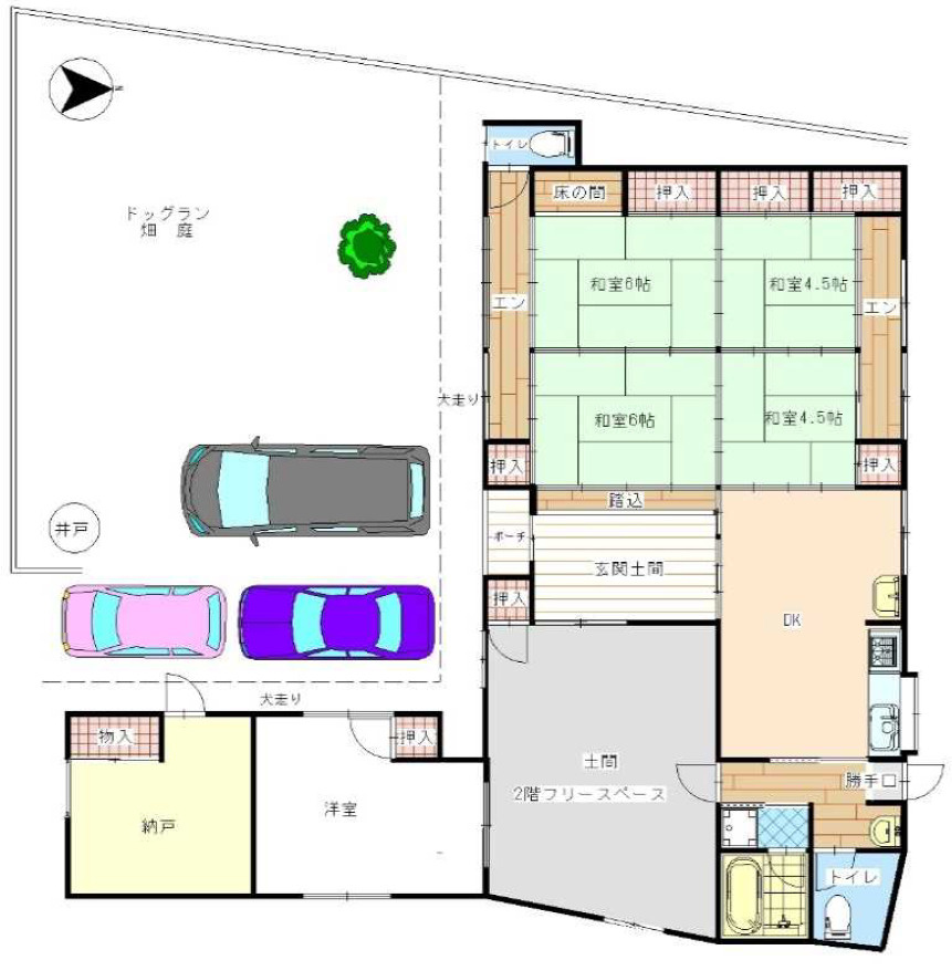 姫路市飾東町豊国　中古戸建の間取り|５LDK＋納戸＋土間＋屋根裏スペースです。