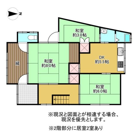 舞鶴市字余部上小字余部上の間取り|1.2階合わせて5DKに、広縁のついた充実の間取りです！