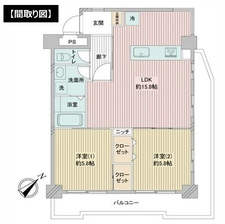 住環境も室内環境も求めるアナタにぴったり！南東角部屋の最強部屋位置！Wdooyを存分にお楽しみください！な、～パークハイツ上星川～リフォームの間取り