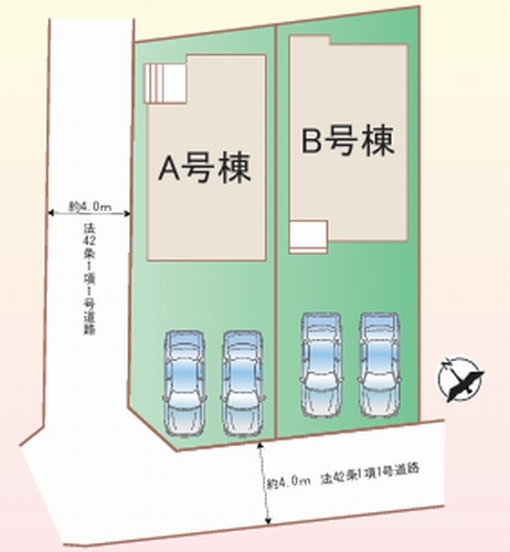 【仲介手数料０円】藤沢市亀井野1丁目　新築一戸建て　全2棟の区画図|藤沢市亀井野1丁目　新築一戸建て　全2棟