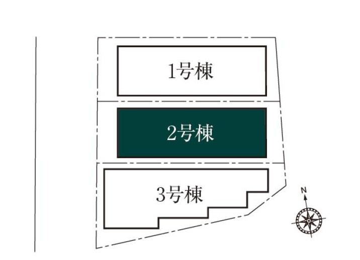 杉並区下井草3丁目 全3棟 2号棟の区画図|西側5.4ｍに面する角地を含む全3棟新築戸建
～光と風を享受する心地よい立地～