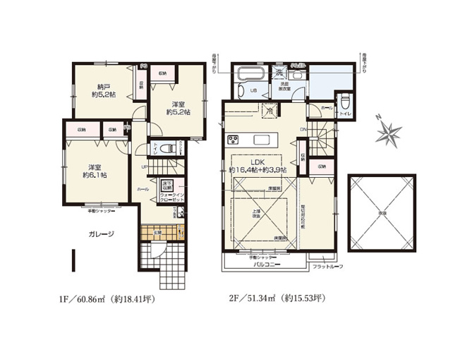 【間取り】 | 練馬区東大泉7丁目　新築一戸建住宅　全1棟　(保谷店) | 人目を気にせず寛げる2階LDK20.3帖の大空間！WICやリネン庫など充実の収納スペース付きで衣類もスッキリ片付きやすいです！※図面を基に作成しています。現況と異なる場合は現況を優先いたします。
