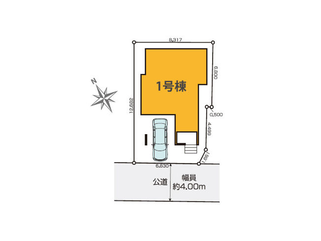 【区画図】 | 練馬区東大泉7丁目　新築一戸建住宅　全1棟　(保谷店) | 南西側約4ｍ公道に面し陽当たり良好です！※図面を基に作成しています。現況と異なる場合は現況を優先いたします。