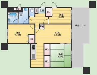 【間取り】 | ハイツ桃山Ⅱ