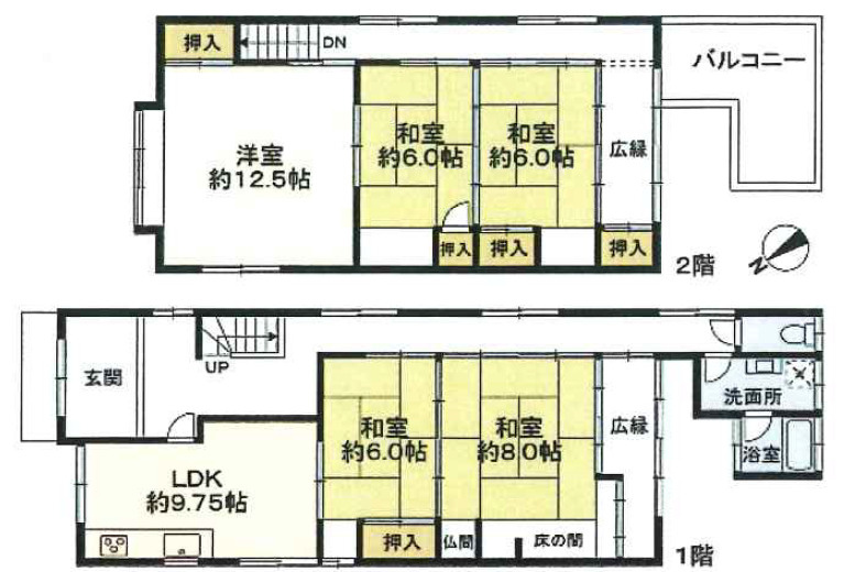高砂市高砂町藍屋町　中古戸建の間取り|5LDK＋屋根裏収納です。
