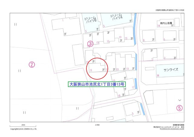 大阪狭山市池尻北・一戸建ての地図