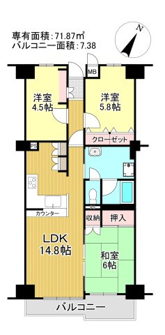 シャトー・ベルヴュー三郷の間取り|間取図です