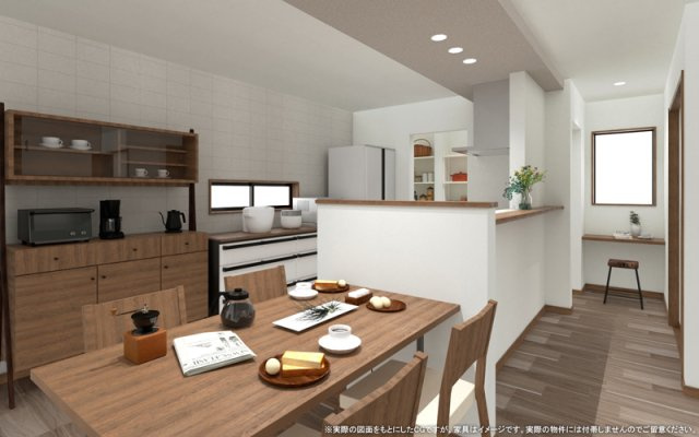 【完成予想図】 | 【LDK　イメージパース】
※画像は設計図面を基に作成したイメージです。