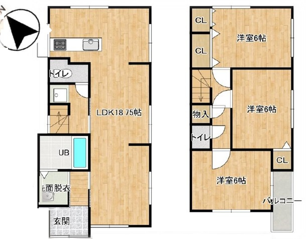 西脇１丁目　中古戸建の間取り