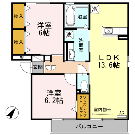 リバーサイド中部Bの間取り