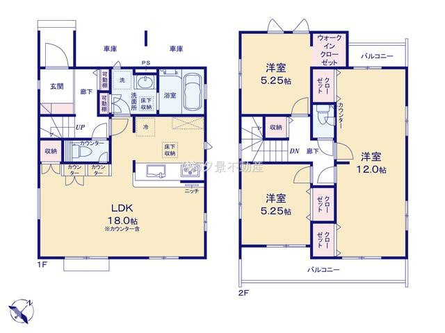 《仲介手数料無料》上尾市本町５丁目5-17新築一戸建てブルーミングガーデンの間取り
