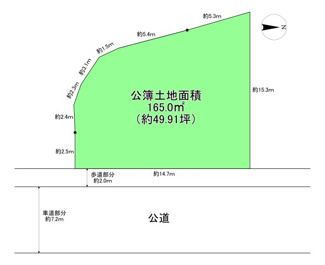 【土地図】 | 茨木市西太田町　建築条件無し売土地 | 土地価格4,000万円、土地面積165.0㎡