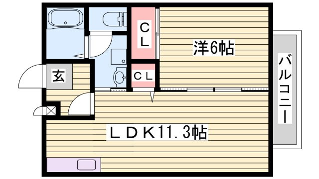 神崎郡福崎町南田原のハイツの間取り