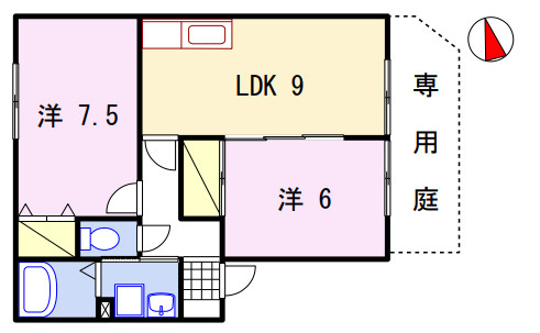 姫路市飾磨区阿成植木のハイツの間取り