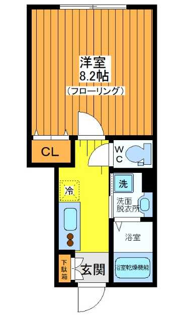 ウェルスクエア三軒茶屋　オートロック　築浅　浴室乾燥の間取り