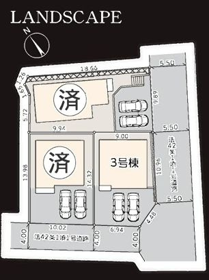 伊勢原市八幡台2丁目新築戸建て　3号棟の区画図|区画図「伊勢原市八幡台2丁目新築戸建て」