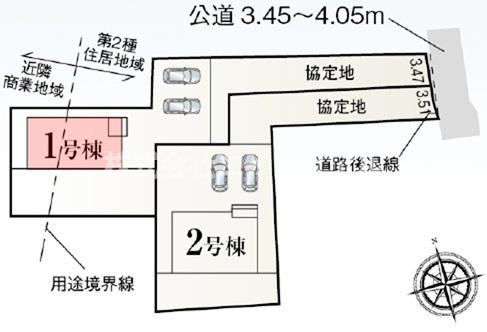 美濃加茂市太田町倉知　新築戸建　全2棟の区画図