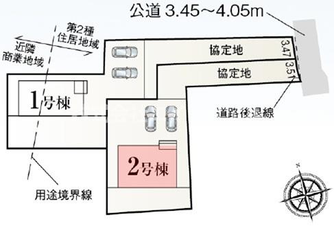美濃加茂市太田町倉知　新築戸建　全2棟の区画図
