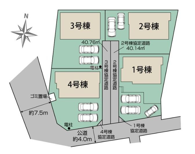 大磯町西小磯新築戸建て　3号棟の区画図|区画図「大磯町西小磯新築戸建て」