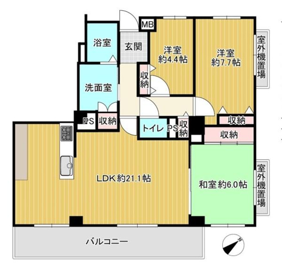 【間取り】 | ユニハイム北野田 | 専有面積:85.62平米　ルーフバルコニー面積:12.6平米　間取り:3LDK