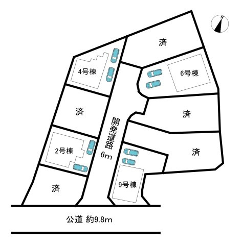 常滑市錦町3丁目　全9区画　6号棟の区画図|全9区画中4区画販売♪