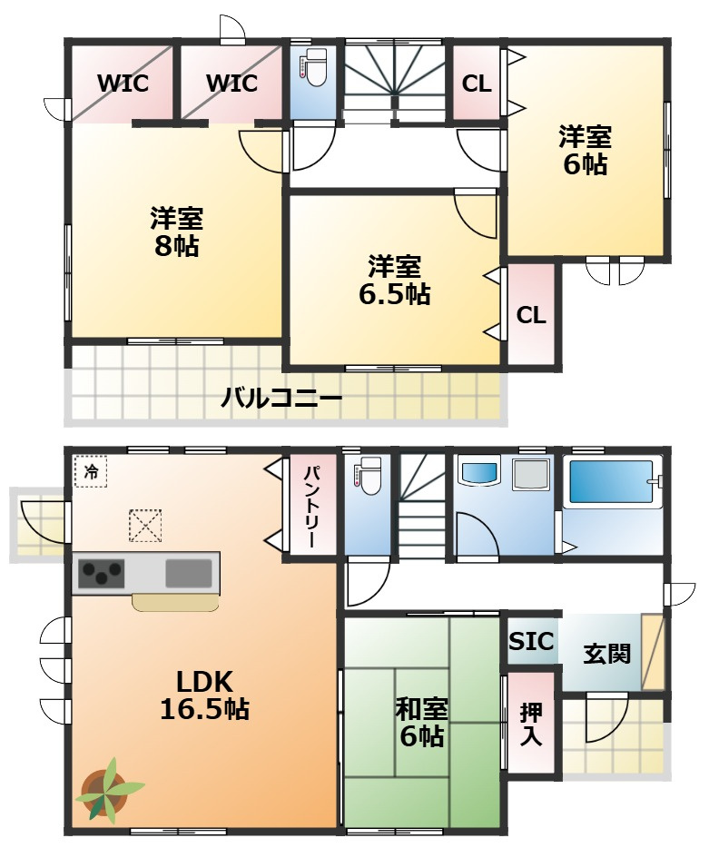 LiveleGarden.S宇都宮市中里町第5の間取り|全室南向きで陽当たりの良い間取りです