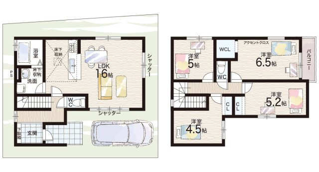 箕面市石丸　第2期　新築一戸建ての間取り