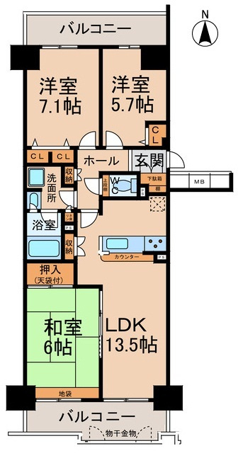 桃花台パークヒルズ参番館の間取り|カウンターキッチン