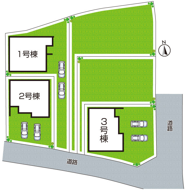 揖保郡太子町鵤　第1期　新築一戸建ての区画図|全3区画