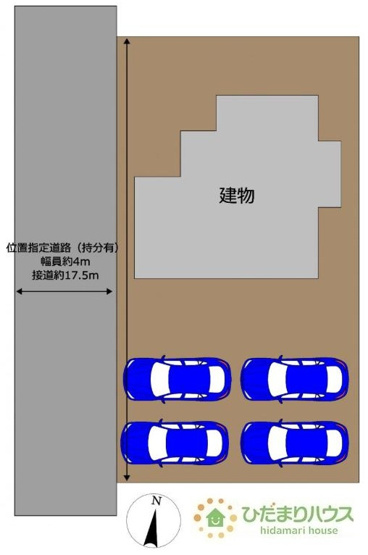 【区画図】 | 阿見町大字若栗　中古戸建 | カースペース4台ＯＫ！来客用にもスペースを確保できて安心ですね(^^)/