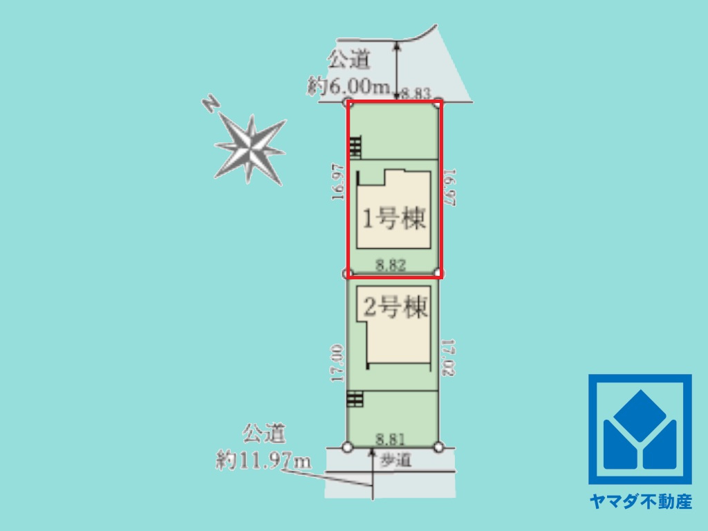 宇治市明星町３丁目　2期　1号棟の区画図
