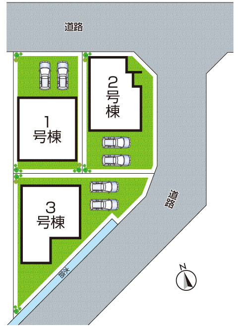姫路市町坪　新築一戸建ての区画図|全3区画