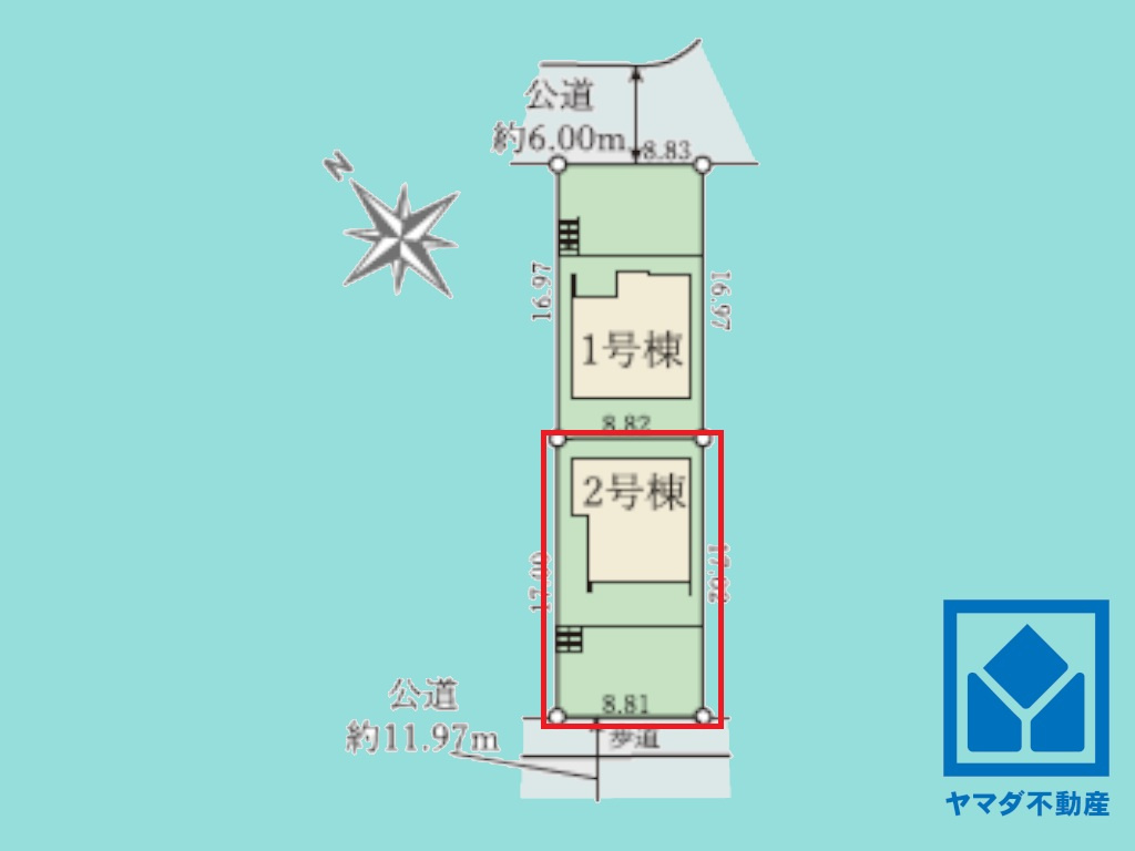 宇治市明星町３丁目　2期　2号棟の区画図