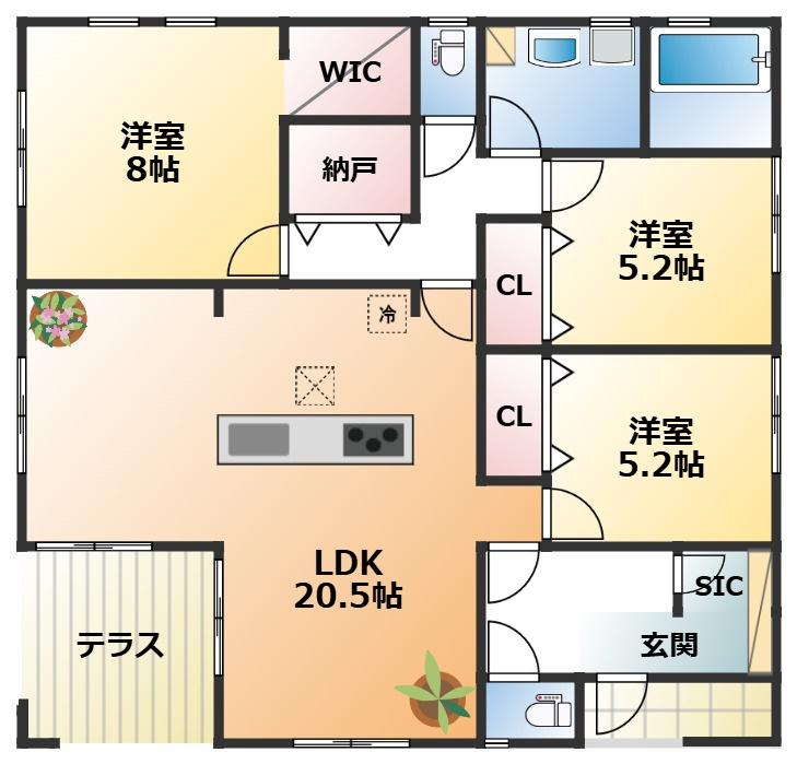 LiveleGarden.S宇都宮市中里町第5の間取り|南向きで陽当たりの良い間取りです
