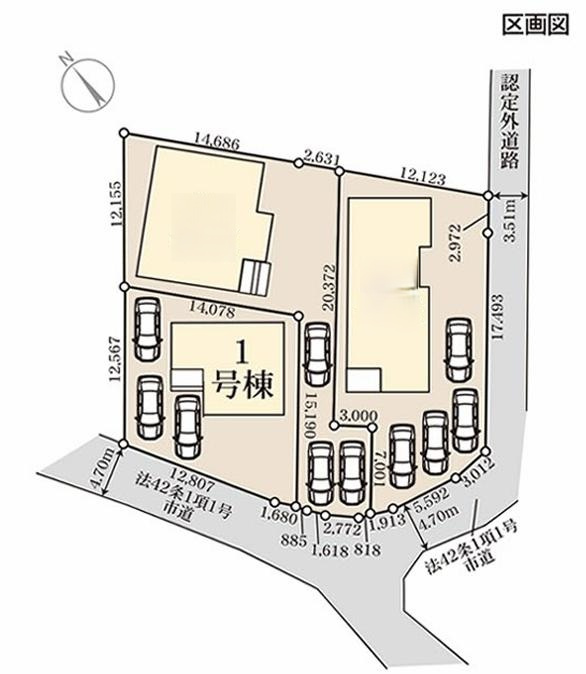 第1常総市収納谷　新築戸建　1号棟の区画図