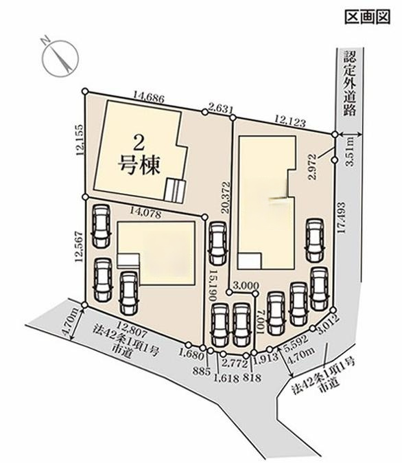 第1常総市収納谷　新築戸建　2号棟の区画図