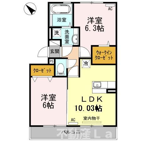 ライジングサン西宮　B棟の間取り