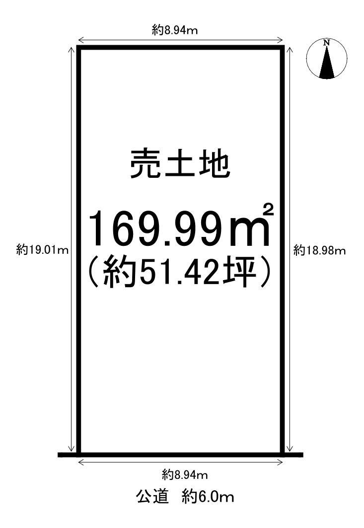 知多市八幡新町3丁目　全2区画　B区画の土地図|建築条件なし☆