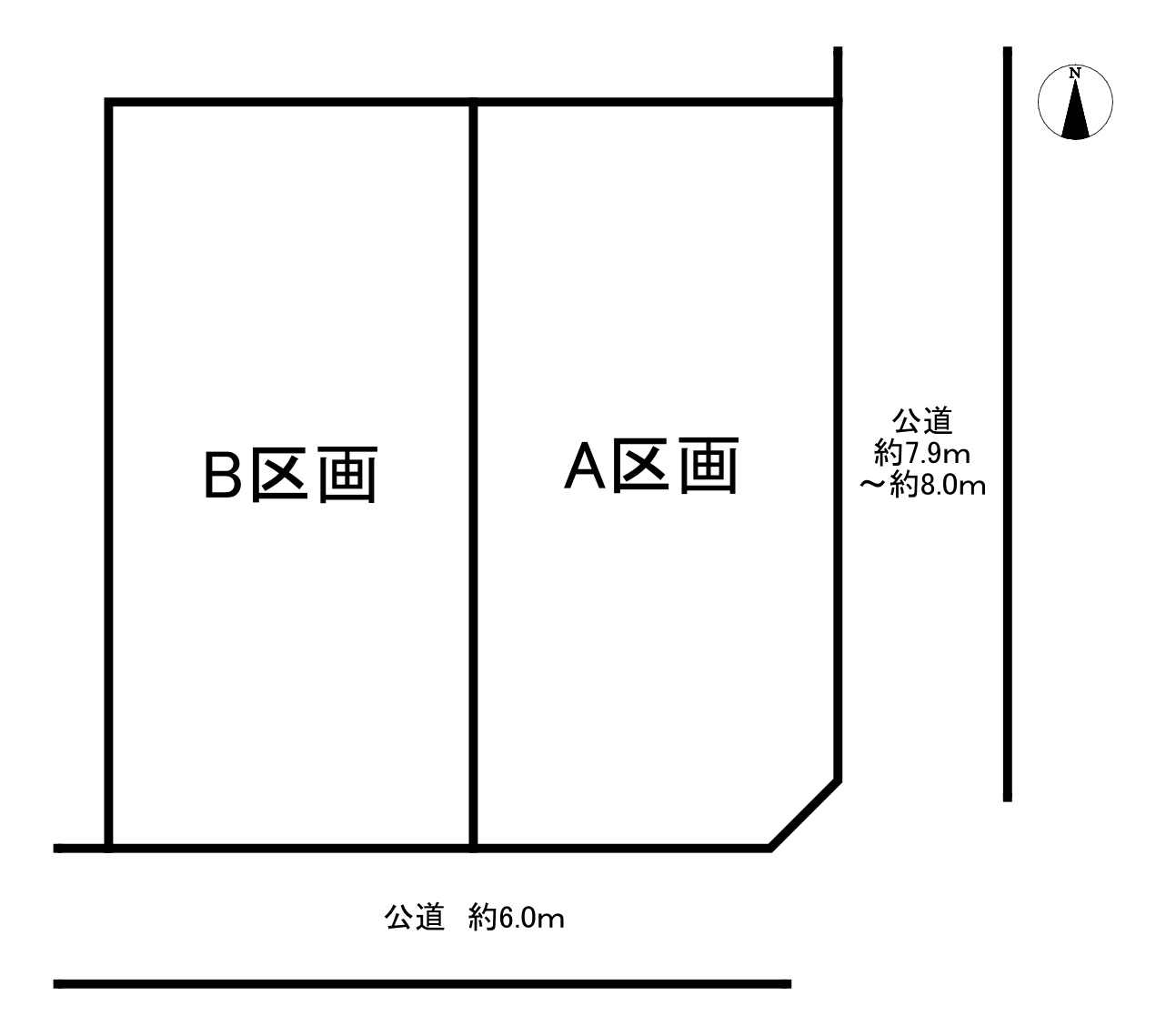 知多市八幡新町3丁目　全2区画　B区画の区画図|全2区画販売♪