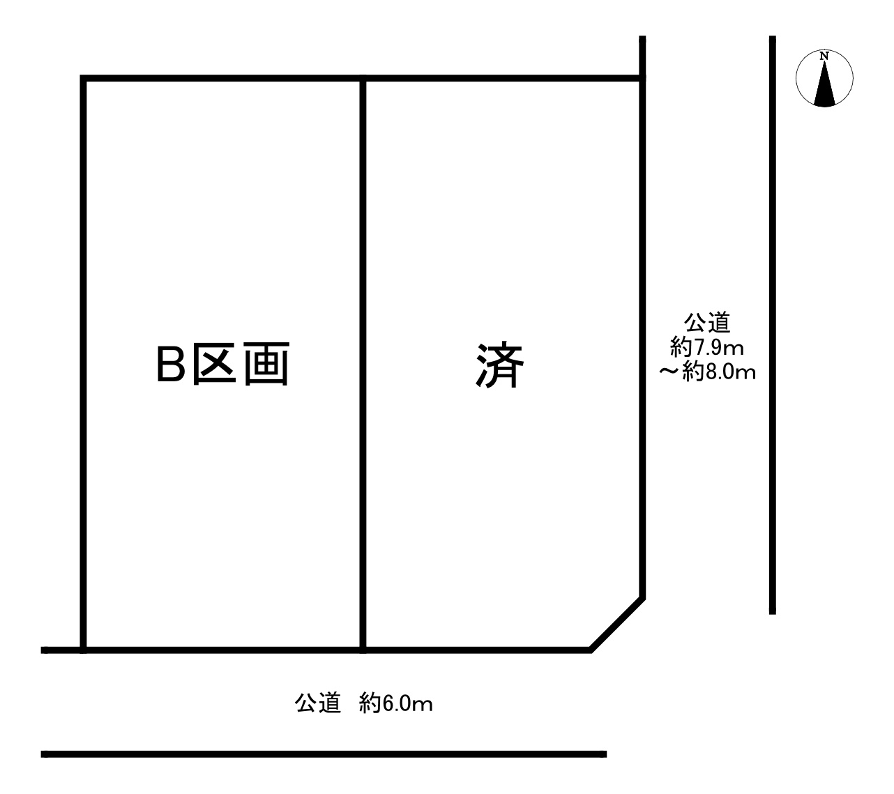 知多市八幡新町3丁目　全2区画　B区画の区画図|全2区画分譲地☆　残1区画！
