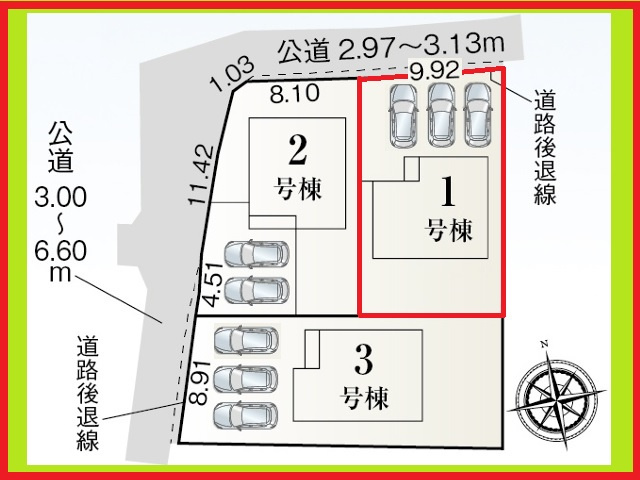 津島市宇治町字茶ノ里の新築一戸建の区画図|◇１号棟◇