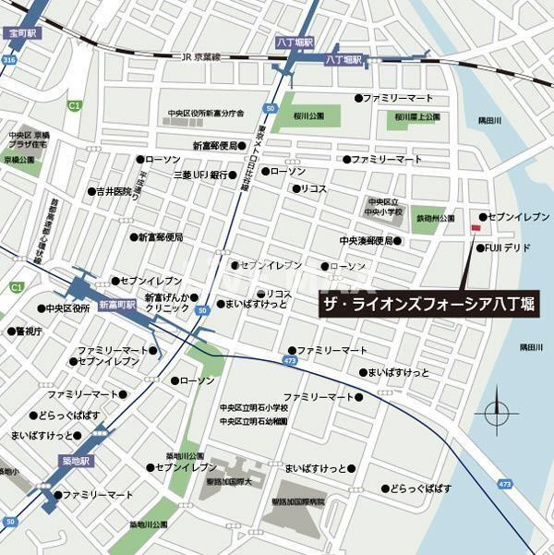 【地図】ＢＣＮレジデンス八丁堀
