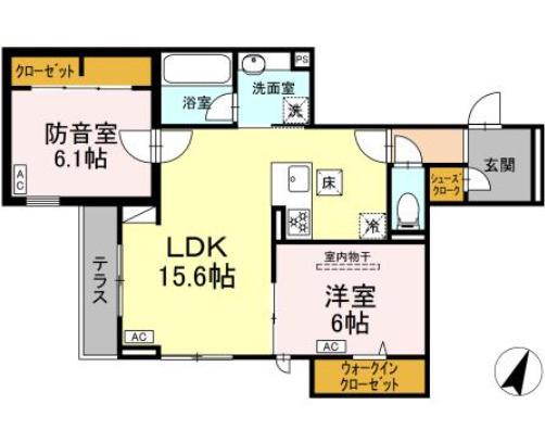 プリドの間取り|オートロック・セコムセキュリティシステム完備♪
ペット飼育相談可能♪(小型犬または猫1匹まで)　楽器相談可能♪