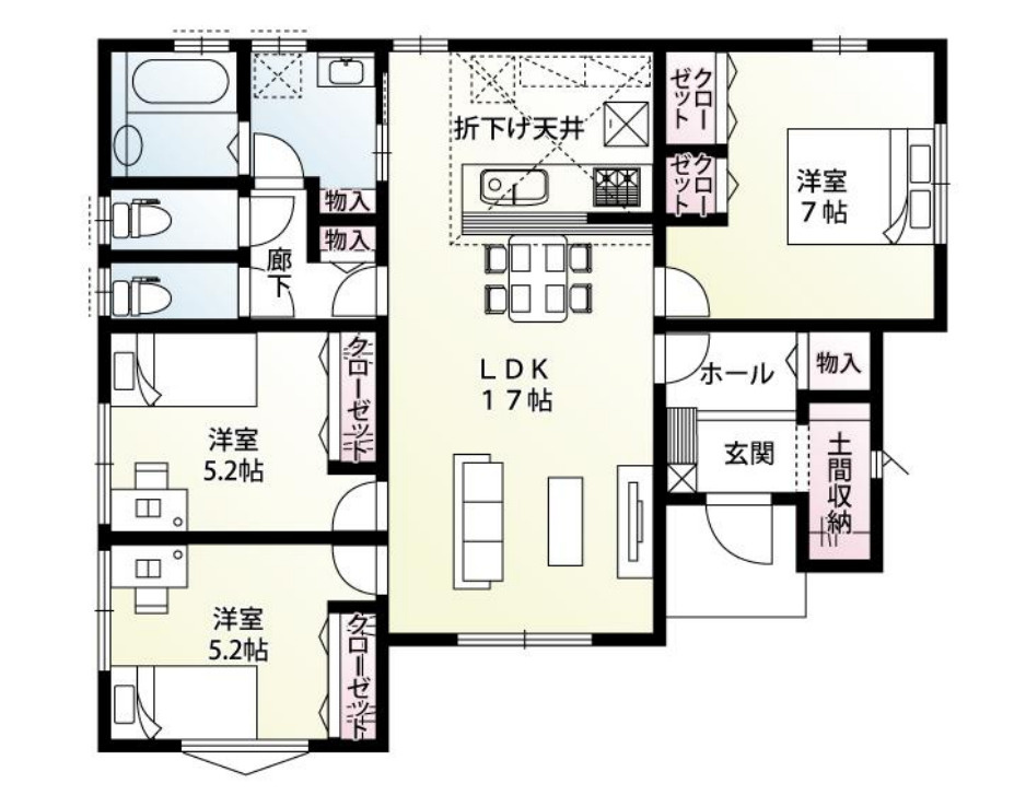 古河市女沼　5号棟　新築戸建の間取り