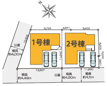 KEIAI GRACE 川越市寺尾4期　新築分譲住宅全2棟の区画図|カースペース2台分