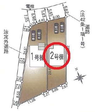 岡崎市細川町第15　新築分譲住宅　全2棟　2号棟の区画図