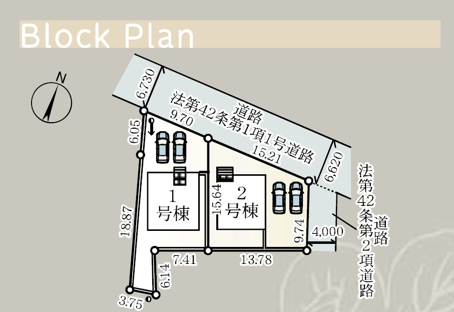 新築戸建て　上田市下之郷　全2棟の区画図