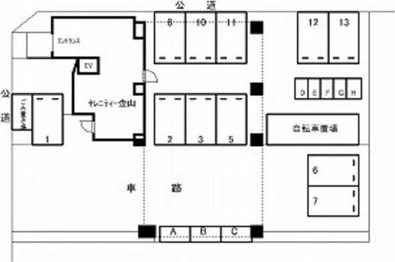 セレニティー金山の駐車場
