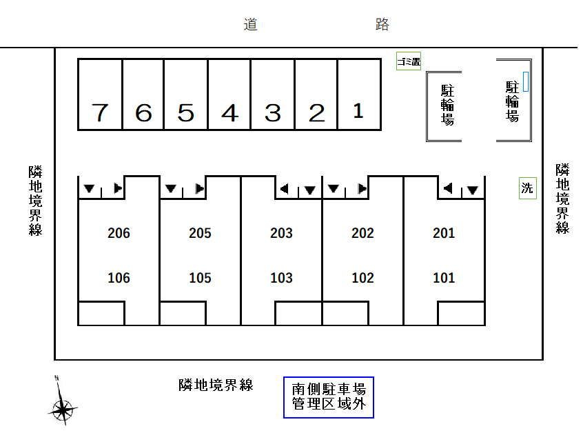 プランドール日比野の駐車場